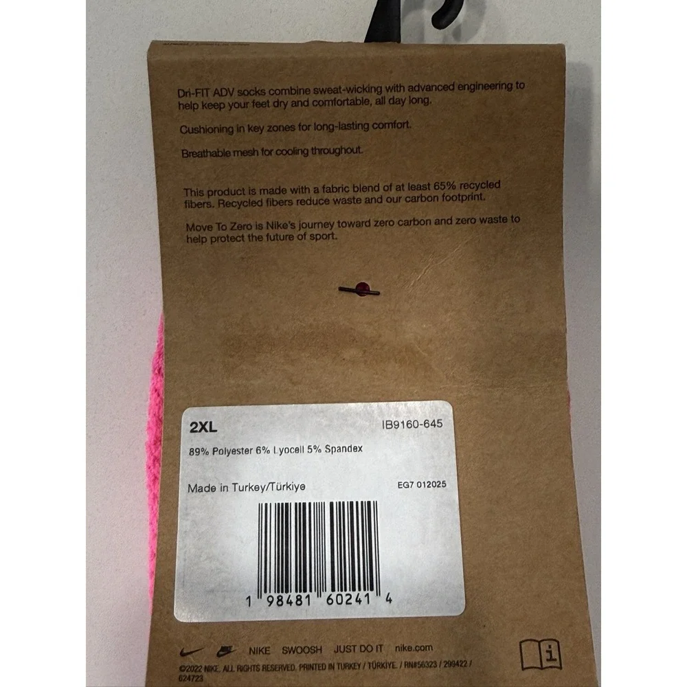 Nike Unicorn Socks Men's 2XL Pink Dri-FIT ADV Cushioned Crew
